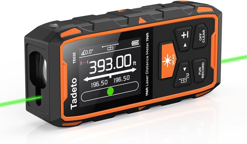Tadeto Dual Laser Measuring Tool, 393FT/120M Bilateral Laser Measurement Tool Backlit LCD Display, Rechargeable Laser Measure with Ft/in/M Multiple Units Length/Area/Volume/Angle - Image 1